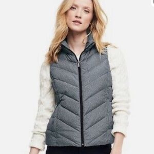 Lands End Women’s Black and White Herringbone Quilted Puffer Vest